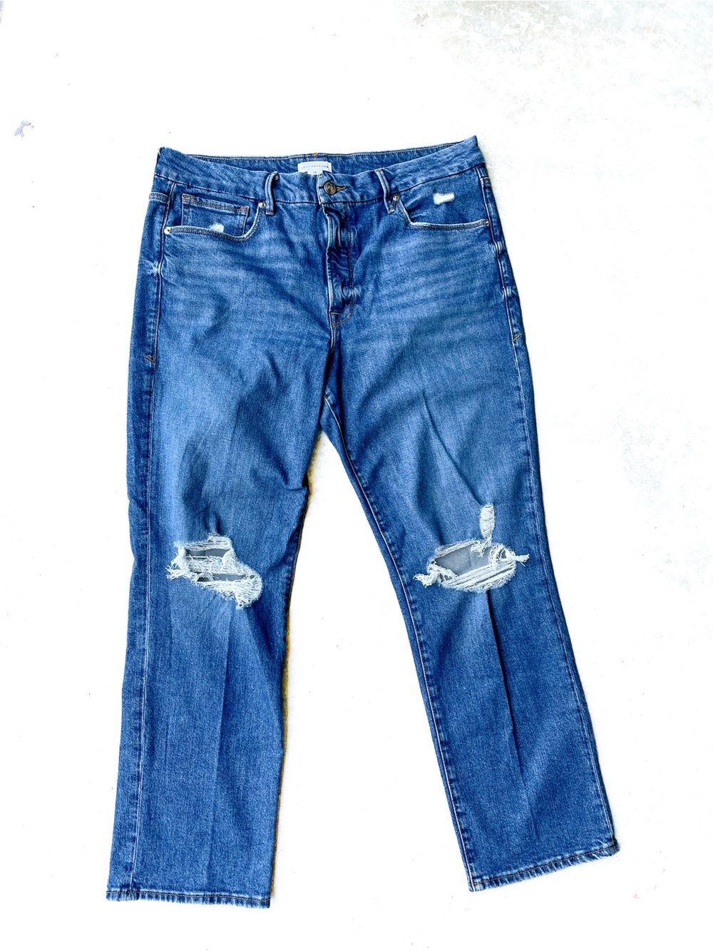 Good American Size 15 Distressed Straight Leg Jeans